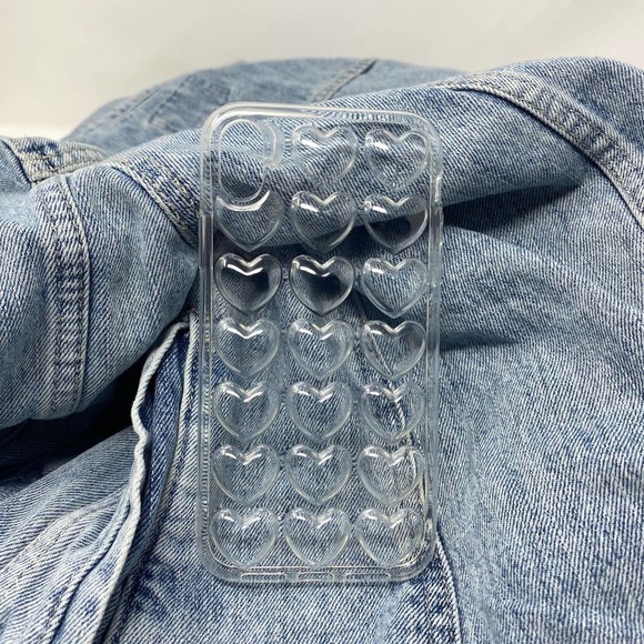 iPhone XS Max Case Clear 3D Heart Cover NEW - Picture 1 of 7